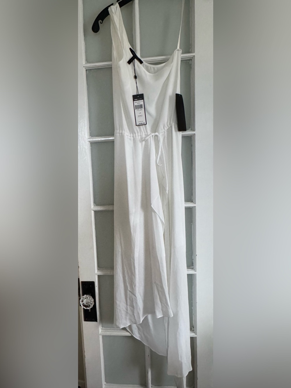 BCBGMaxAzria White Draped Maxi Dress